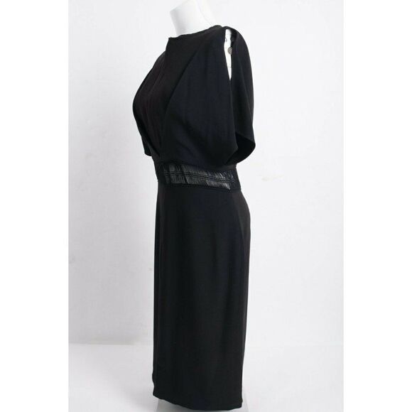 Genny Women Black Lurex Sheath Dress Embroidered US 8 IT 44 Crepe Party Cocktail - Picture 3 of 8
